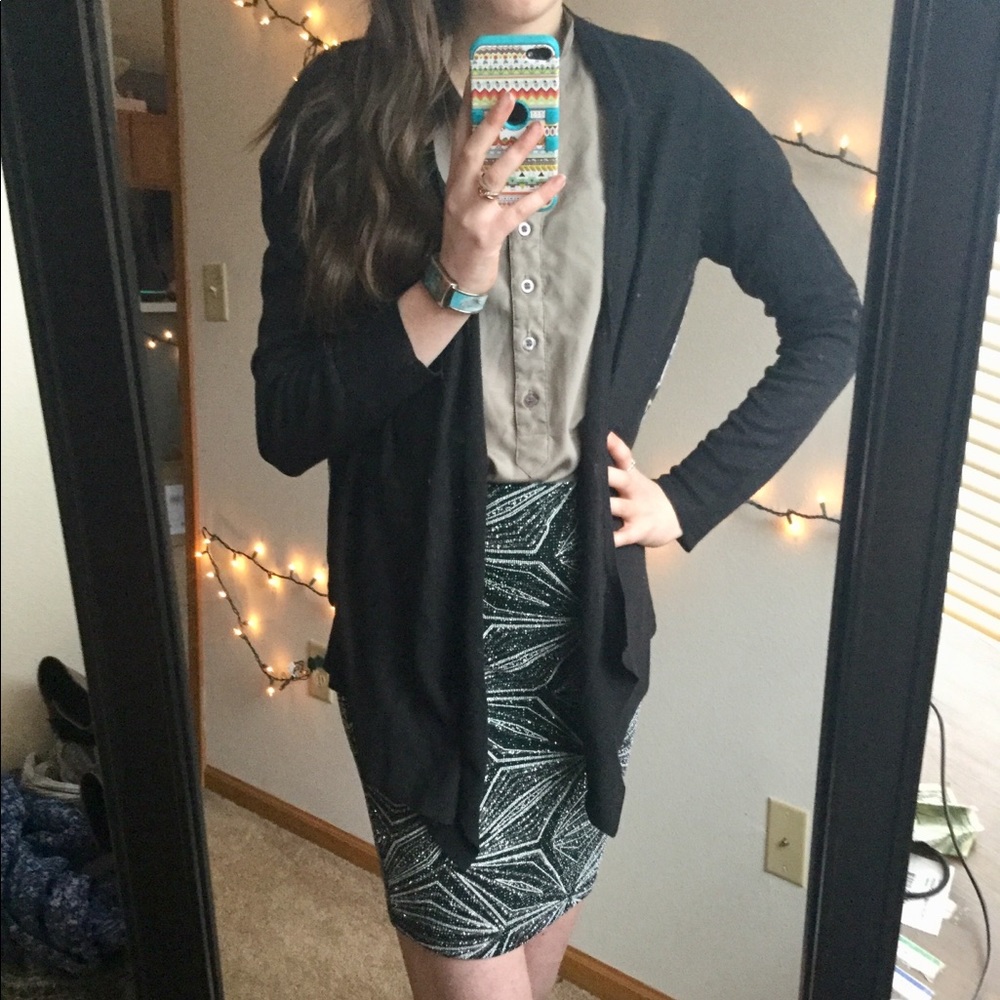 Jaclyn Smith Black Cardigan with Floral Back